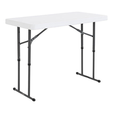 Lifetime 4-foot table top in white granite for versatile indoor outdoor use.
