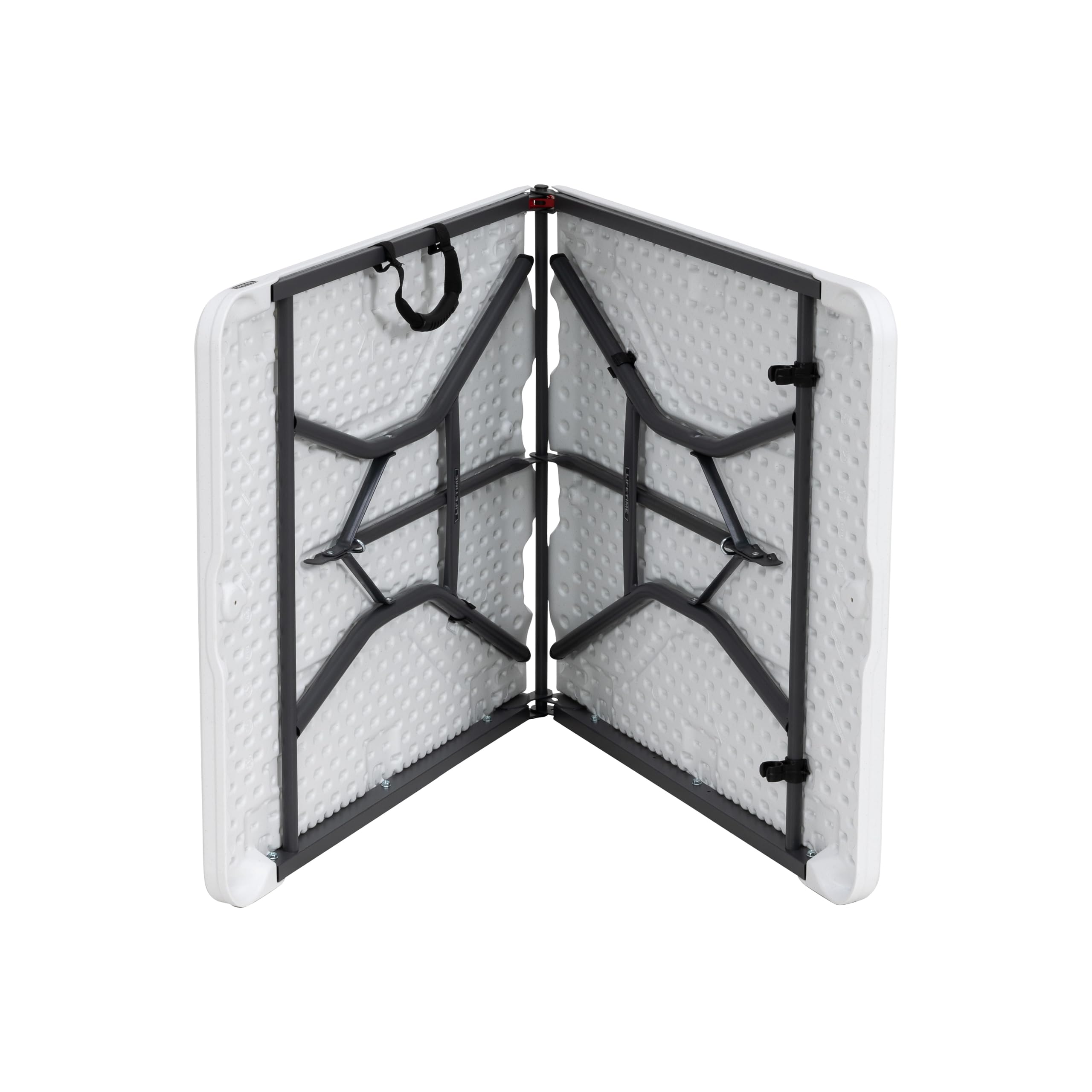 Lifetime 6-Foot Fold-In-Half Table broad-stance delivers superior stability.
