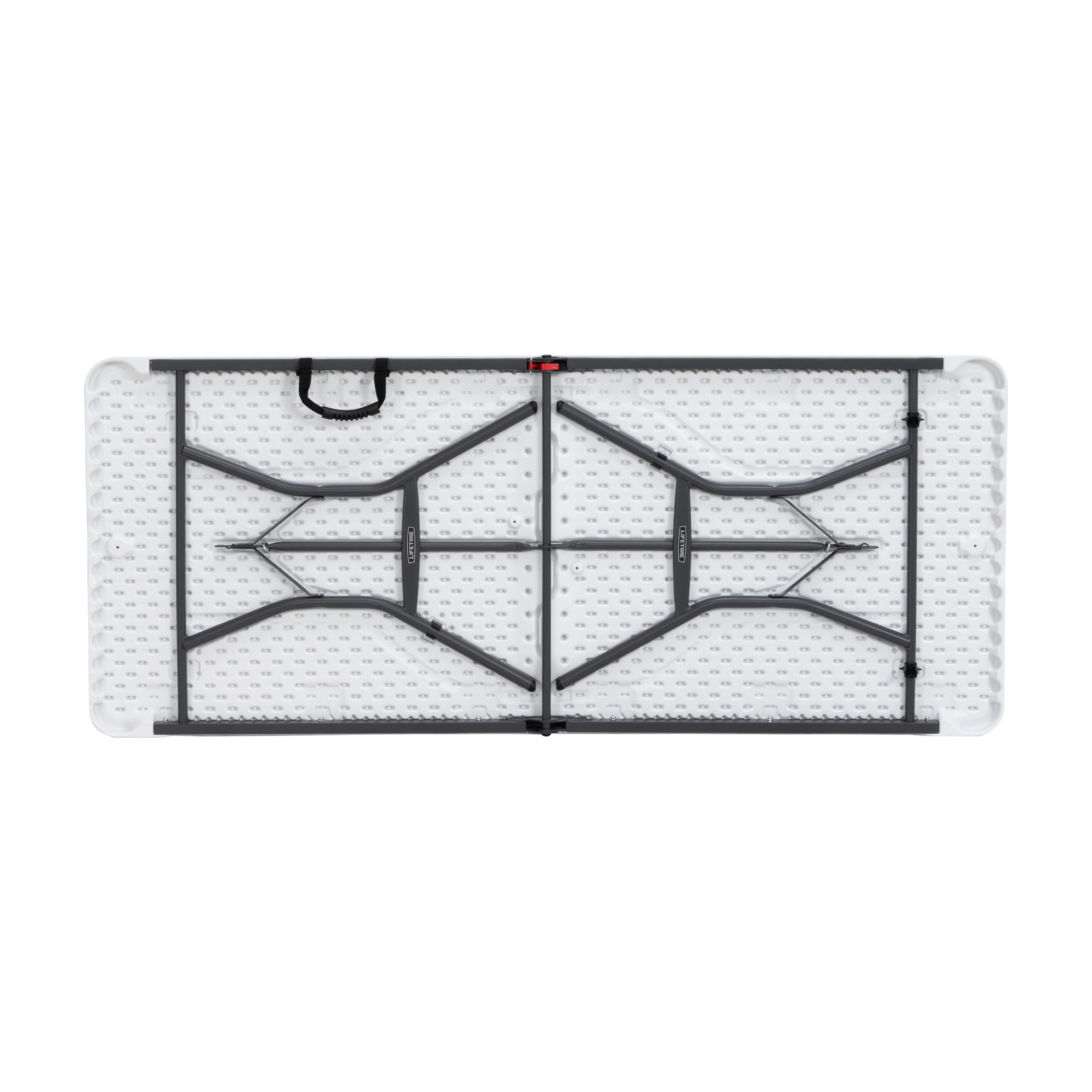Lifetime 6-Foot Fold-In-Half Table floor caps protect floors during setup.