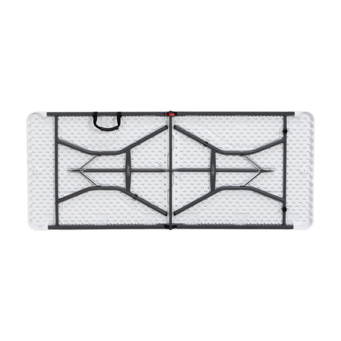 Lifetime 6-Foot Fold-In-Half Table floor caps protect floors during setup.