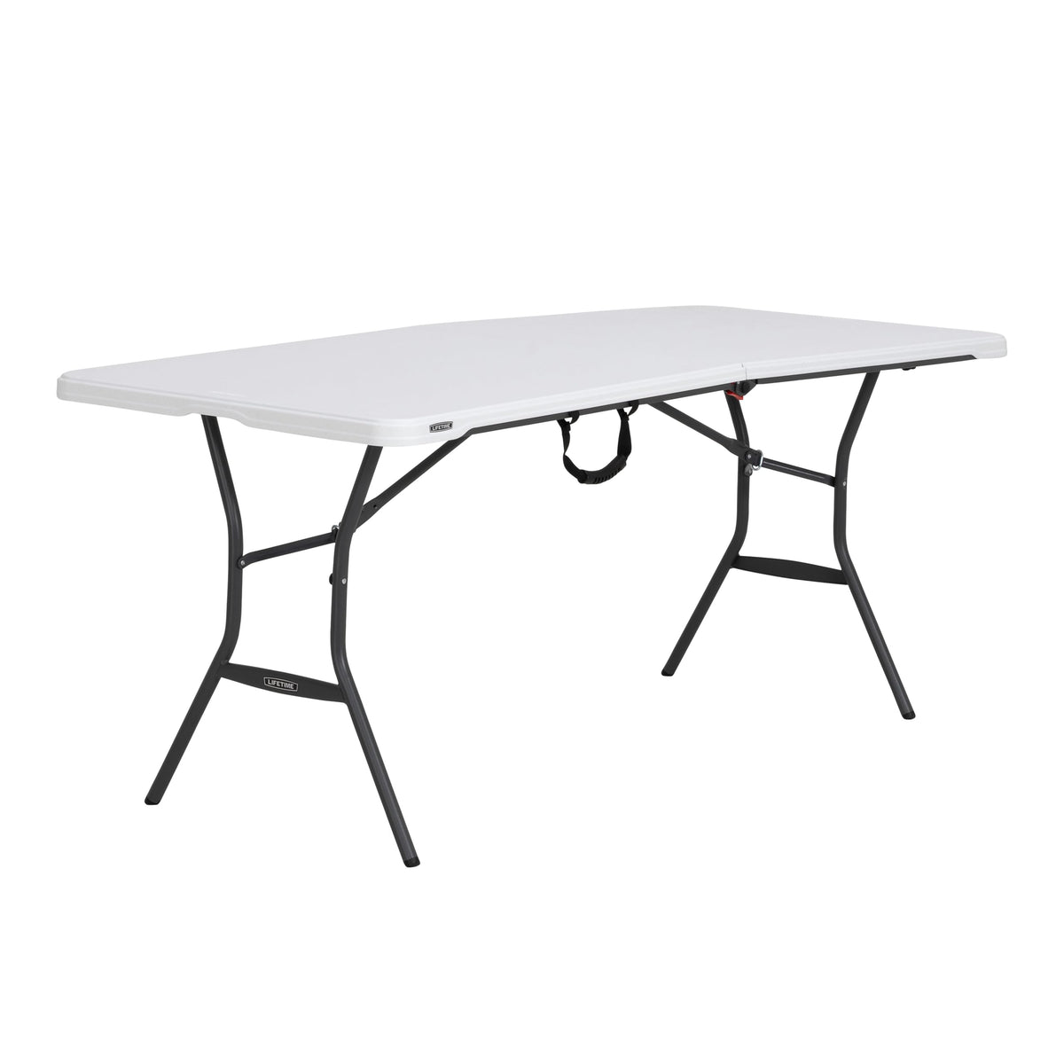 Lifetime 6-Foot Fold-In-Half Table open 72x30 for durable outdoor events.