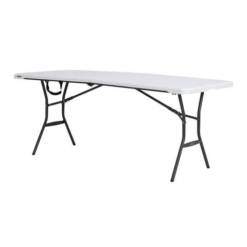 Lifetime 6-Foot Fold-In-Half Table steel-frame closeup shows rust-resistance.