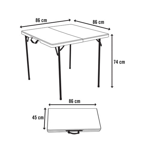 Lifetime 80273 compact storage due to fold-in-half design with carry handle.
