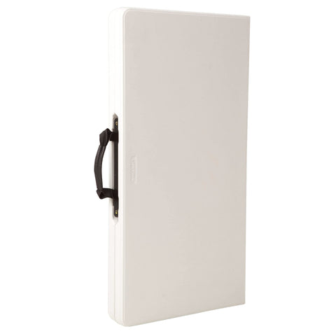 Lifetime 80273 fold-in-half table closed dimensions, compact storage.
