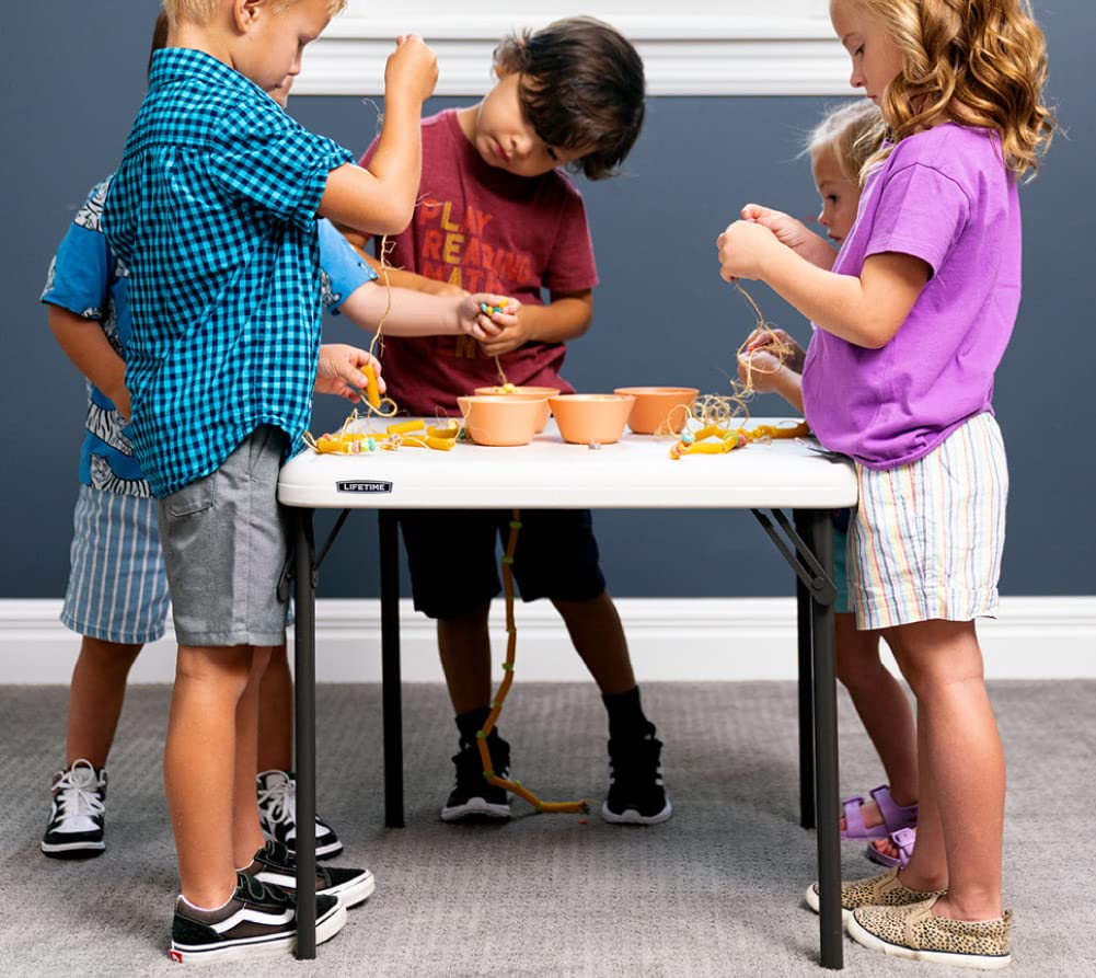 Lifetime 80425 kids folding table almond UV-protected top for easy cleaning