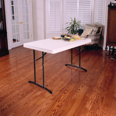 Lifetime 80568 almond tabletop closeup shows smooth, easy-to-clean surface.