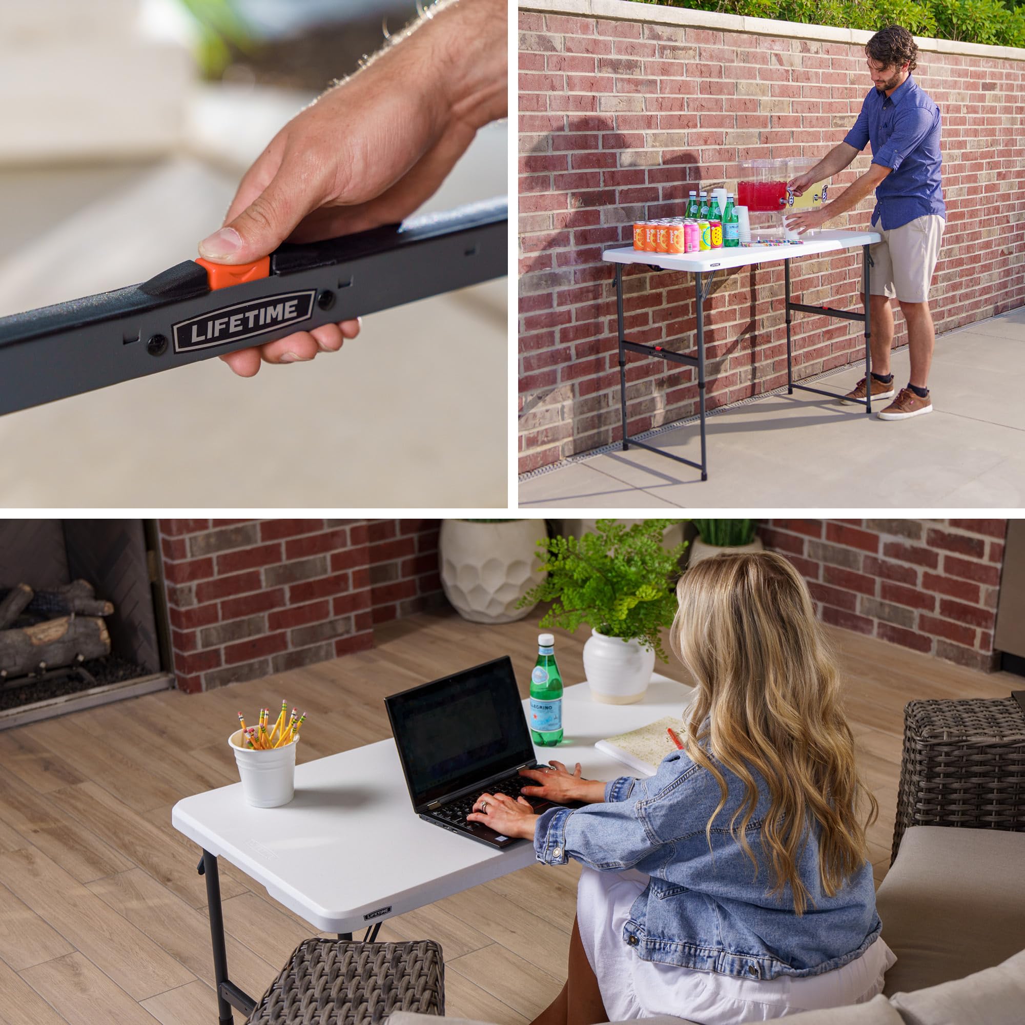 Lifetime carry handle simplifies moving the table between rooms.