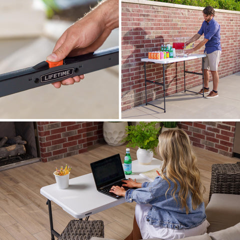Lifetime carry handle simplifies moving the table between rooms.