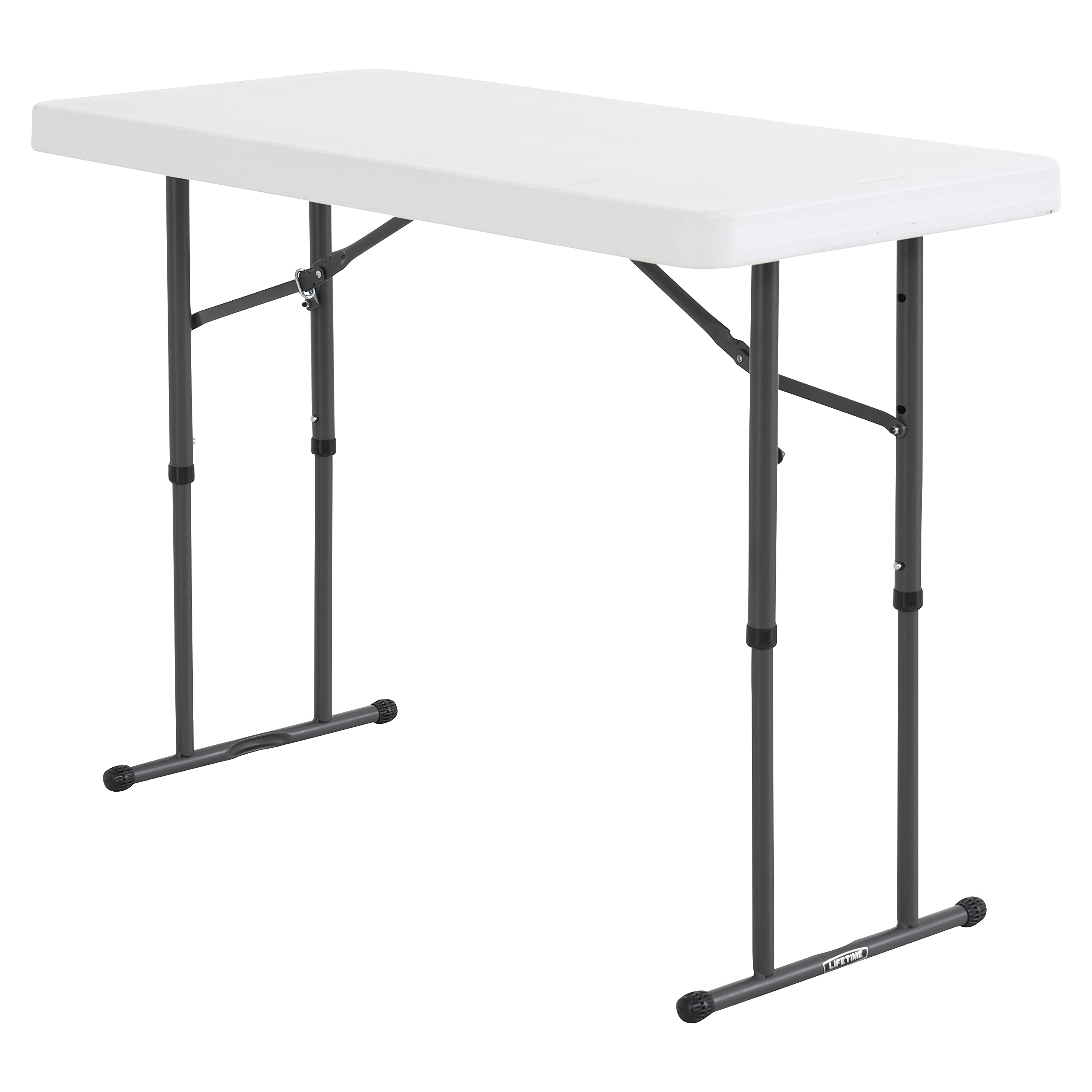 Lifetime folding gray frame provides sturdy, portable support.