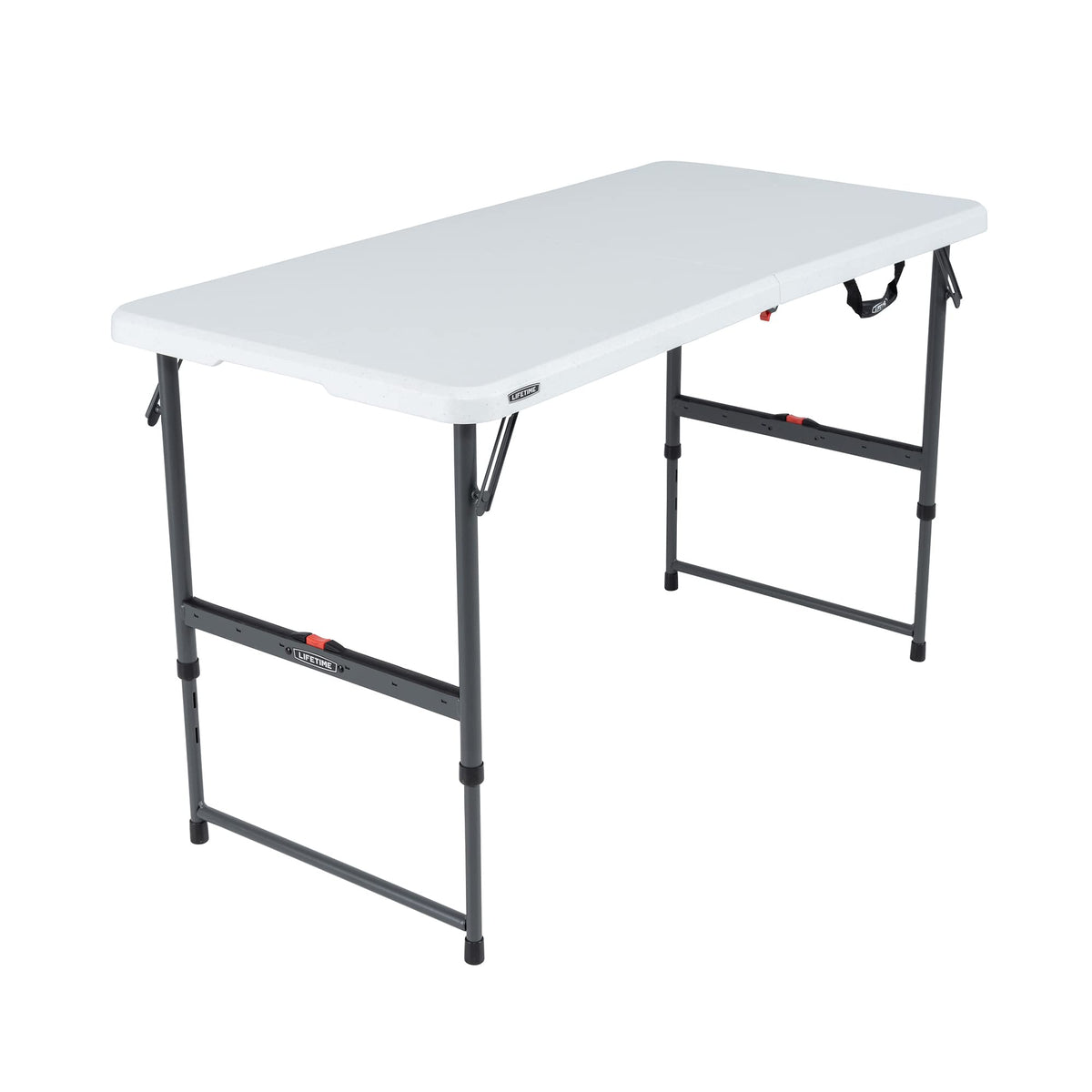 Lifetime four-foot folding table setup for versatile room planning and quick gatherings.