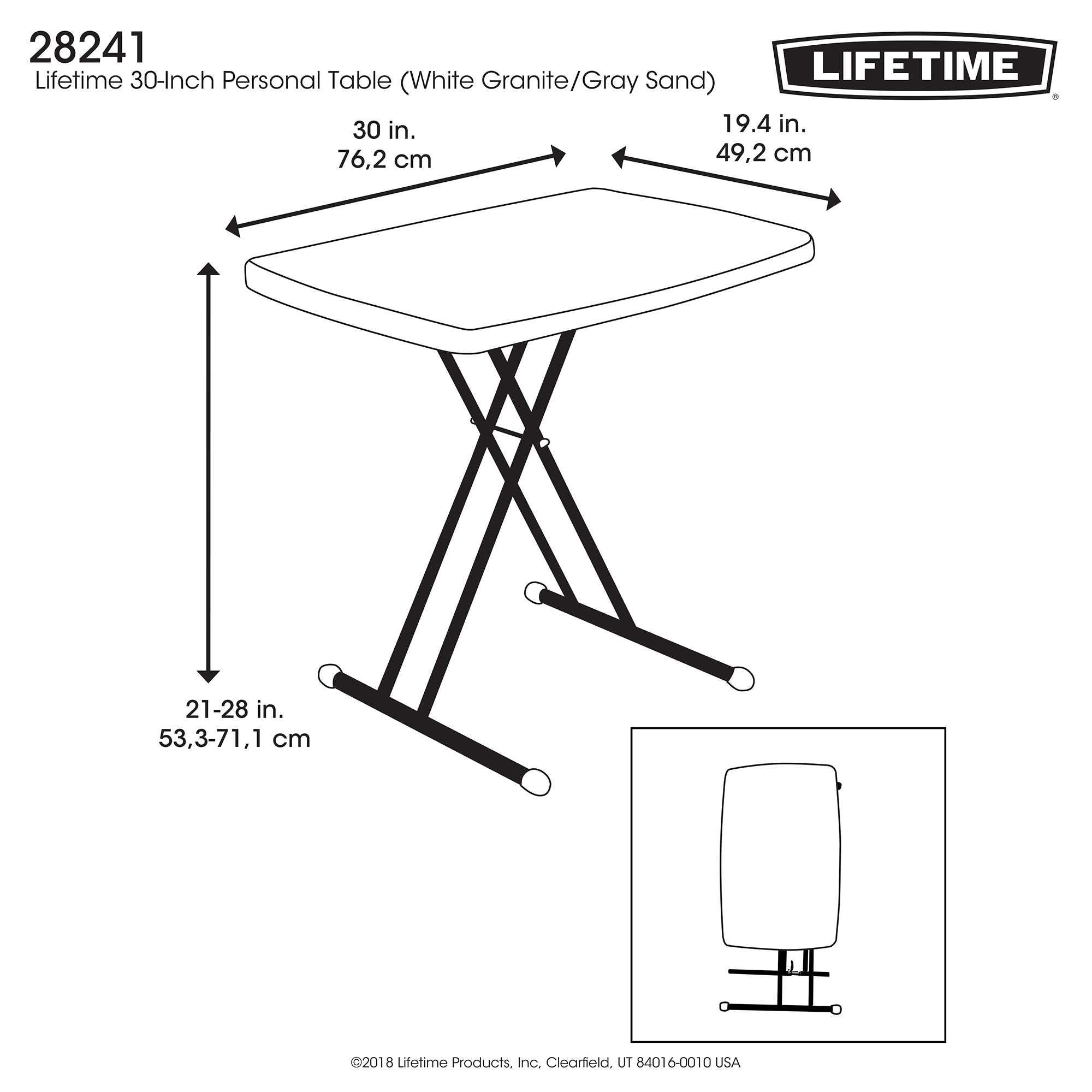 Lifetime laptop table supports two-person setup for casual meals