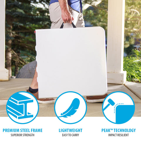 Lifetime powder-coated steel frame provides sturdy stability for daily use.
