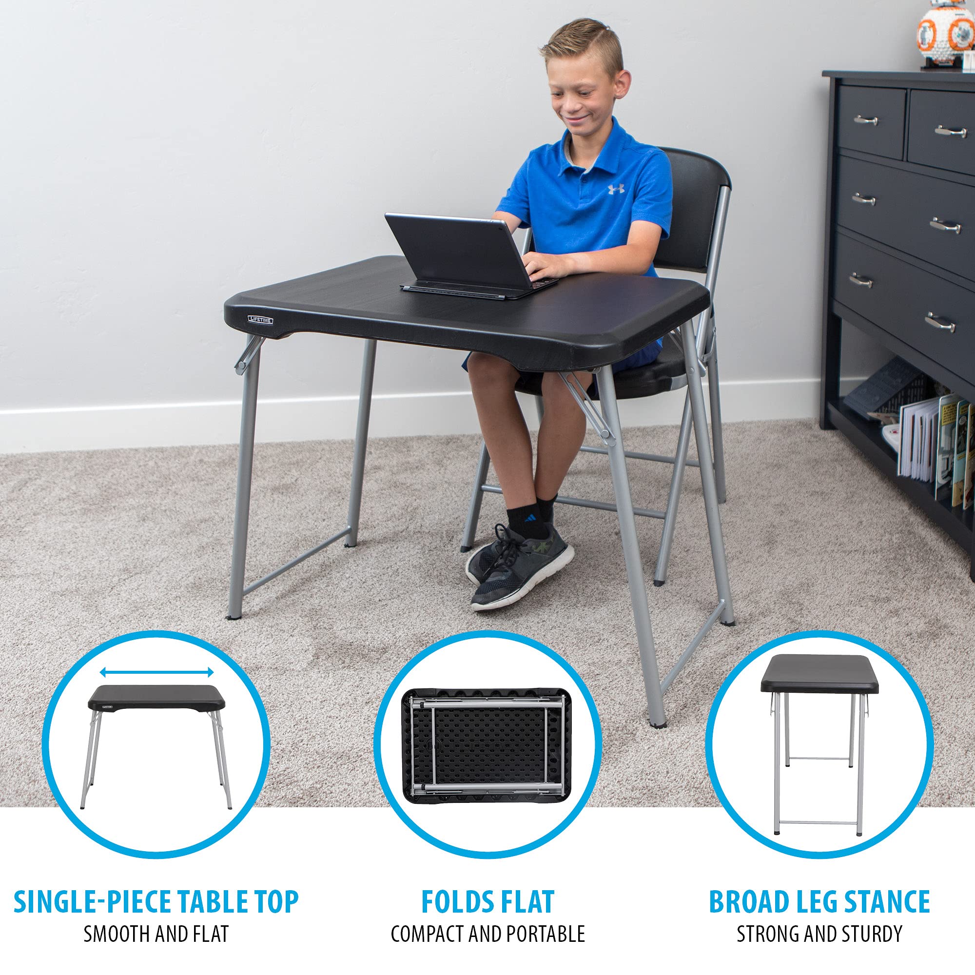 LIFETIME folding compact design enables easy transport and storage.