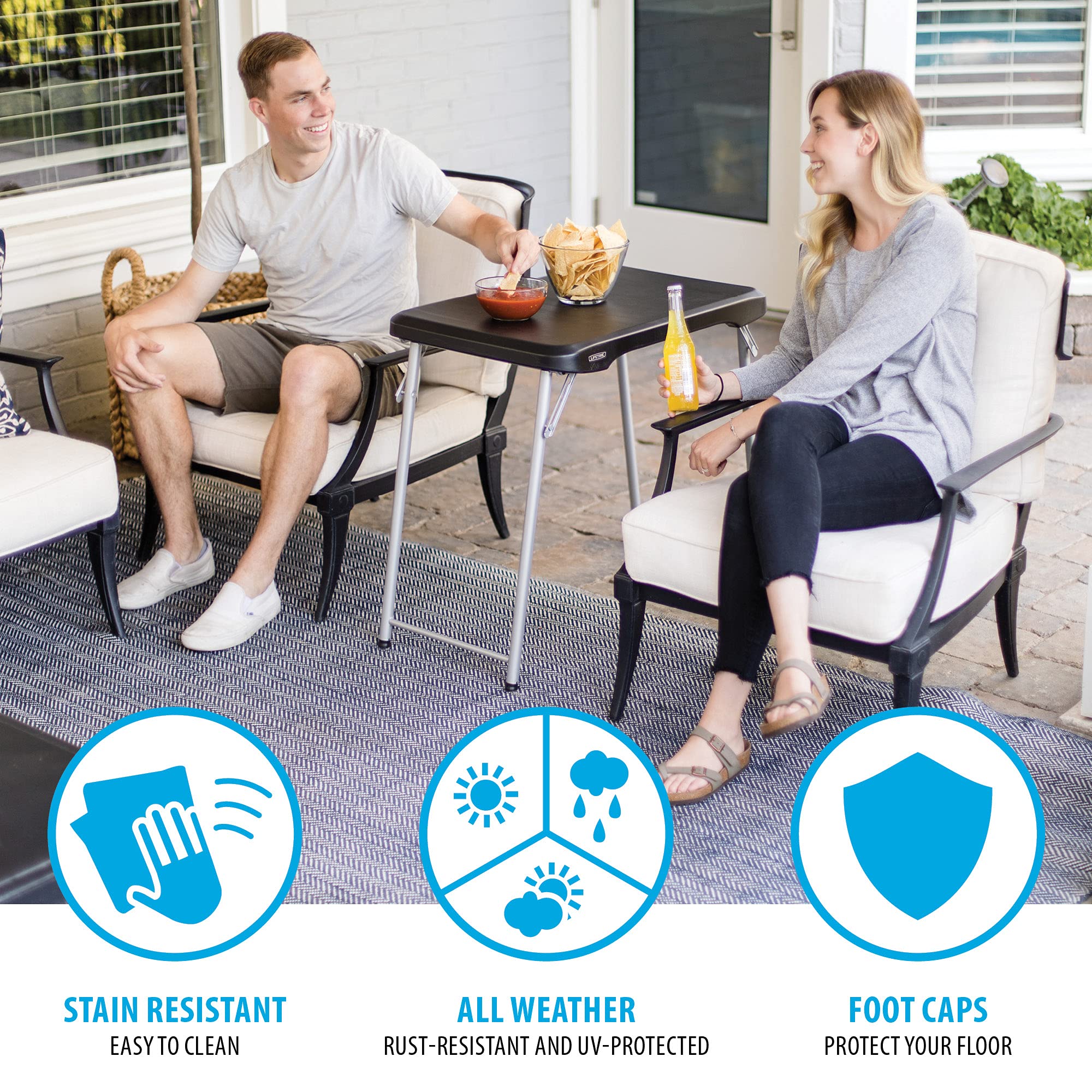 LIFETIME table open height supports versatile standing or seated tasks.