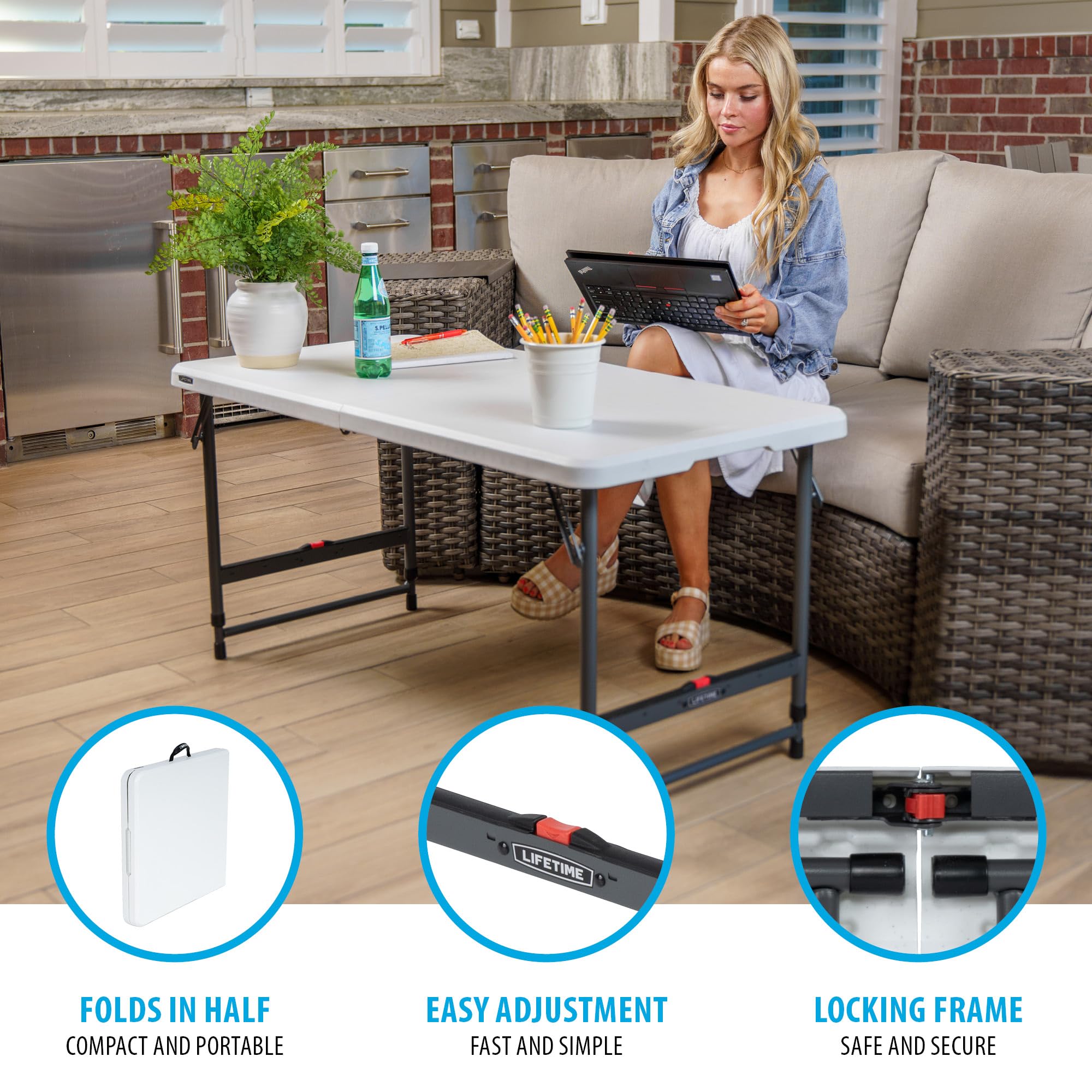 Lifetime stain-resistant surface stays clean during meals, crafts, and games.