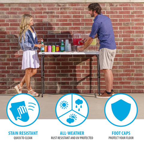 Lifetime wide legs and dent-resistant edges resist wear in busy spaces.