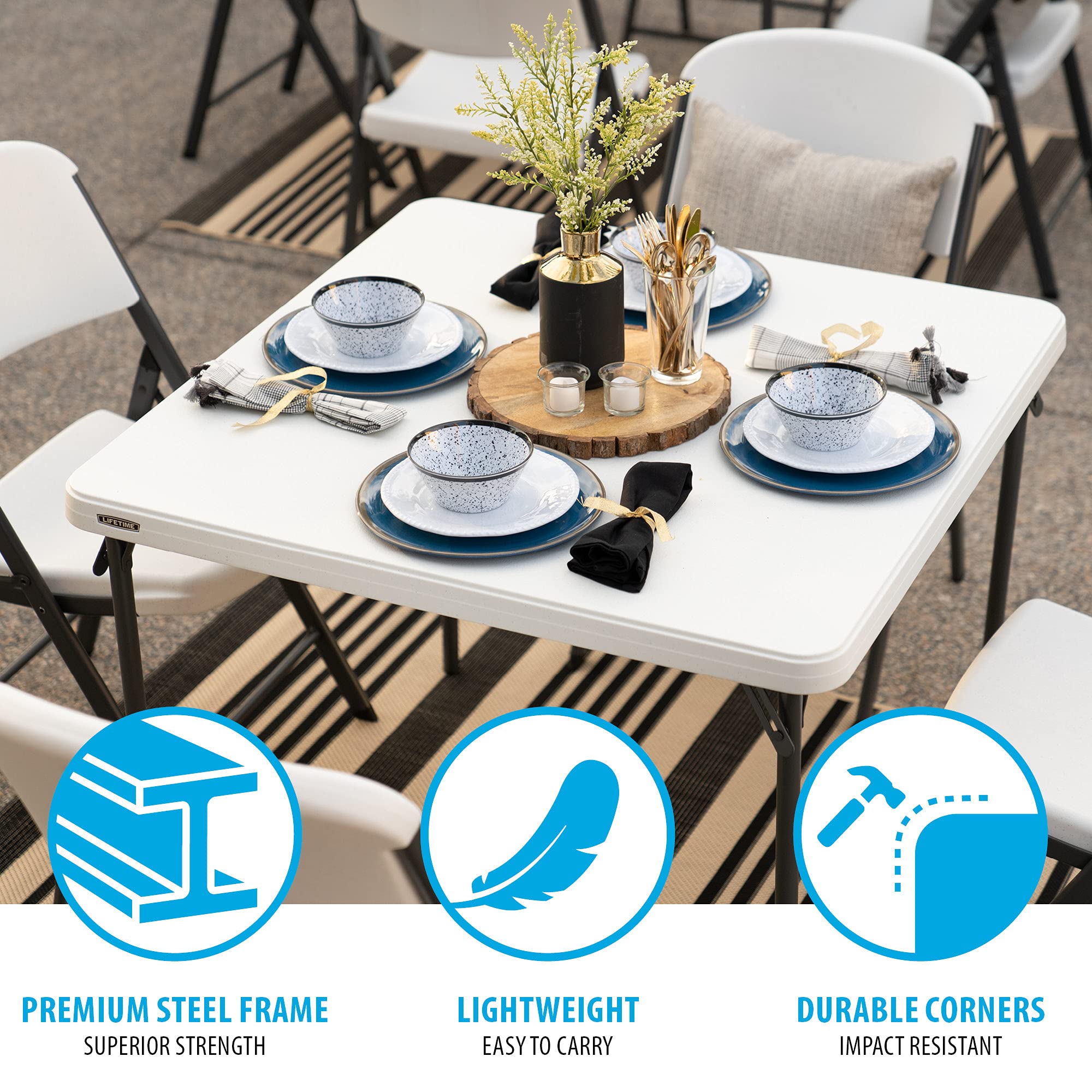 LIFETIME 80783 rust resistant powder coated steel frame protects against weather and wear