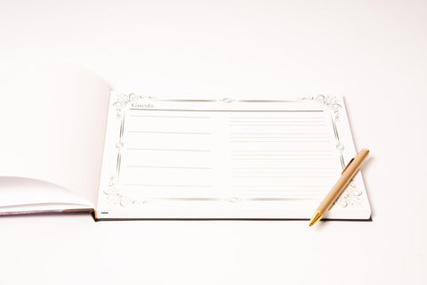 LIFETOO Ocean Funeral Guest Book embossed cover with golden Celebration of Life text.