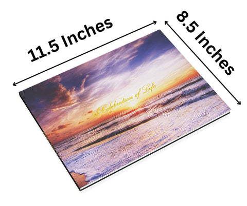 LIFETOO Ocean Funeral Guest Book lays flat for easy signing.