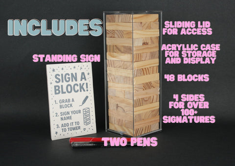 LIFETOO wooden block guest book acrylic case protects memories and serves as display