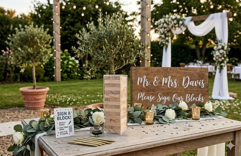 LIFETOO wooden block guest book dust-protected display for home decor