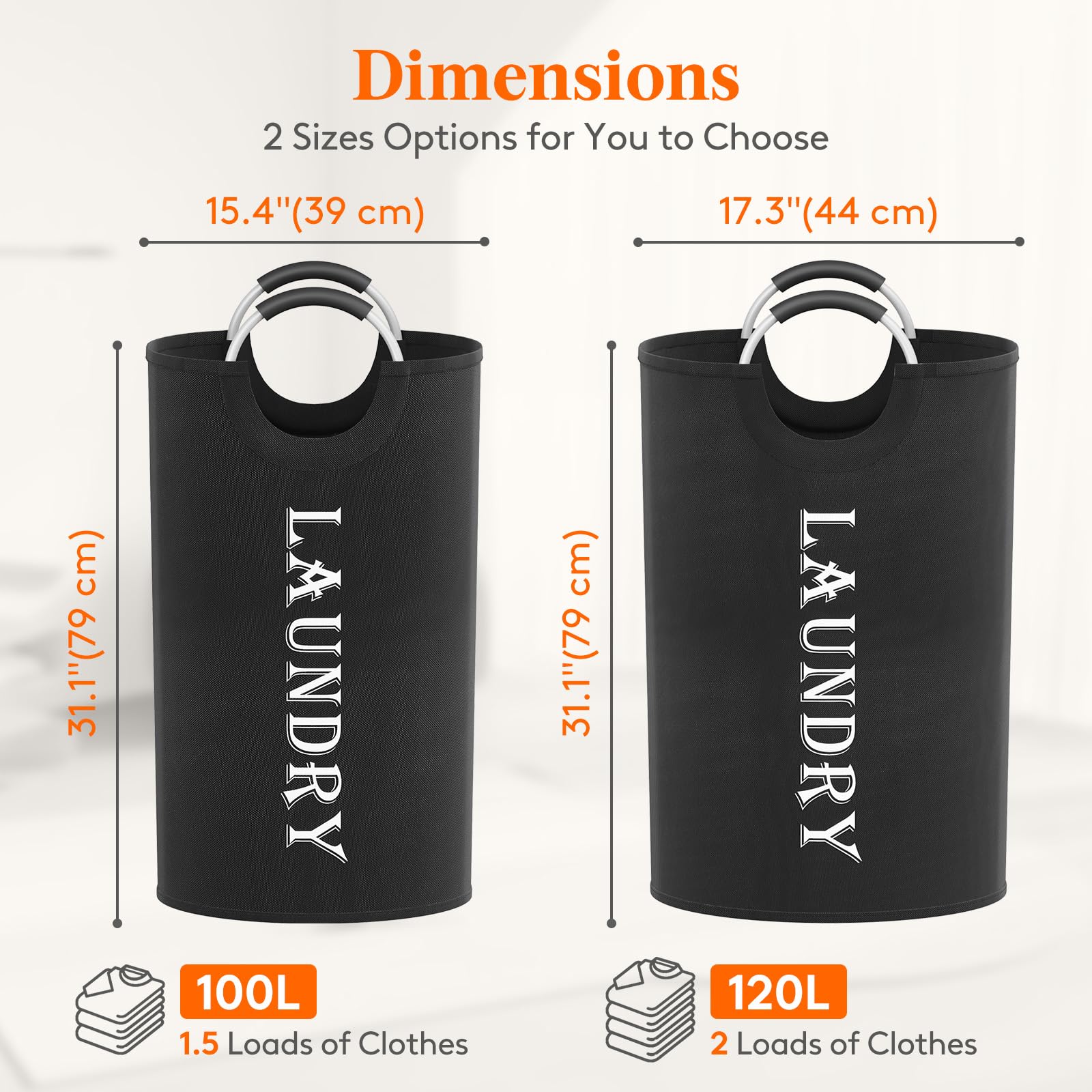 Lifewit 100L laundry basket full-size standing for quick sorting and loading