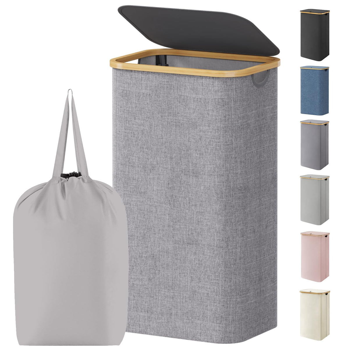 Lifewit 100L laundry basket with lid for tidy bedroom storage.