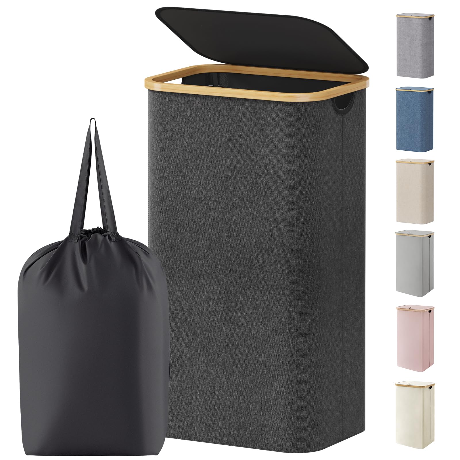 Lifewit 100L laundry basket with lid for tidy bedroom storage.