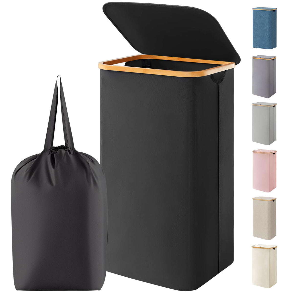 Lifewit 100L laundry basket with lid keeps clothes tidy in bedrooms.