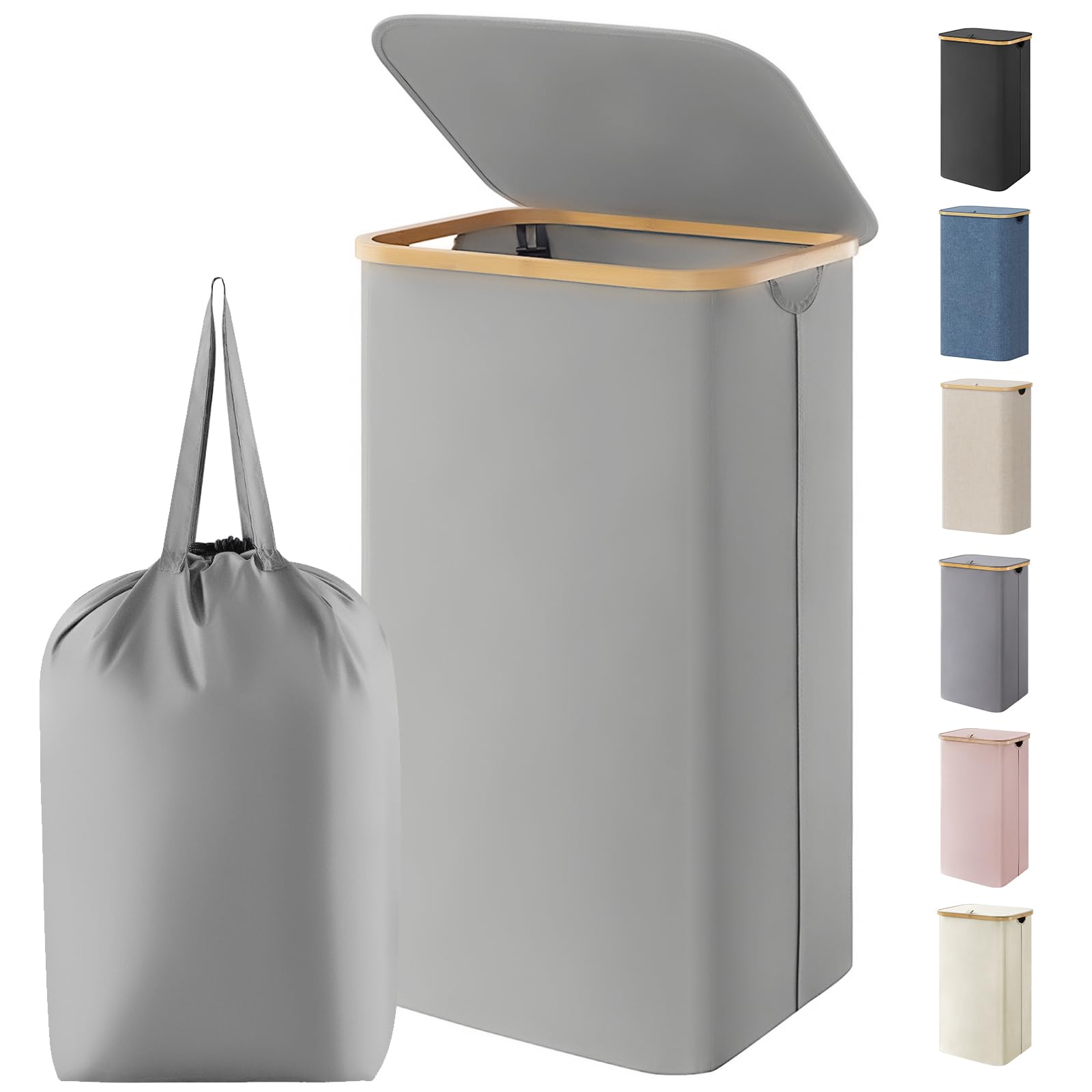 Lifewit 100L laundry basket with lid conceals contents and reduces odors.