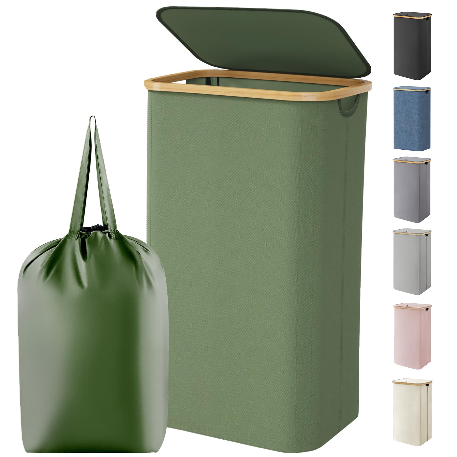 Lifewit 100L laundry basket with lid for tidy bedroom storage.