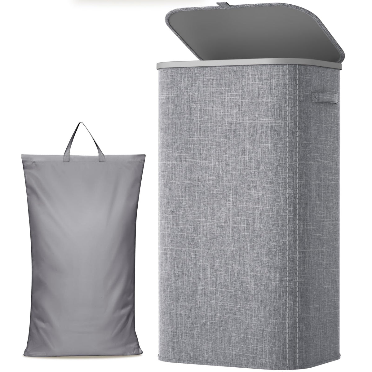 Lifewit 105L laundry basket with lid reduces odors and dust.