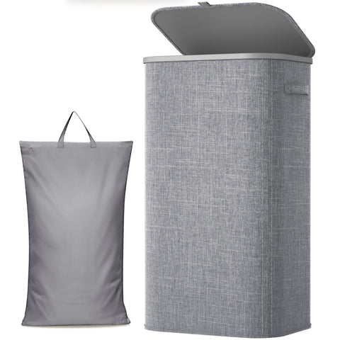 Lifewit 105L laundry basket with lid reduces odors and dust.