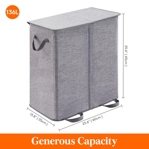 Lifewit 136L capacity accommodates multiple laundry loads.