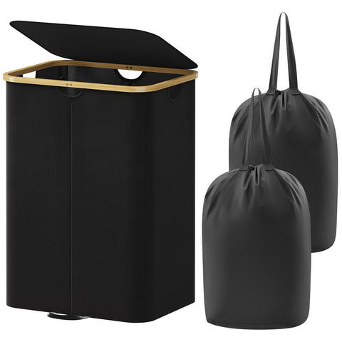 Lifewit 150L double laundry hamper with lid keeping clothes organized and concealed.