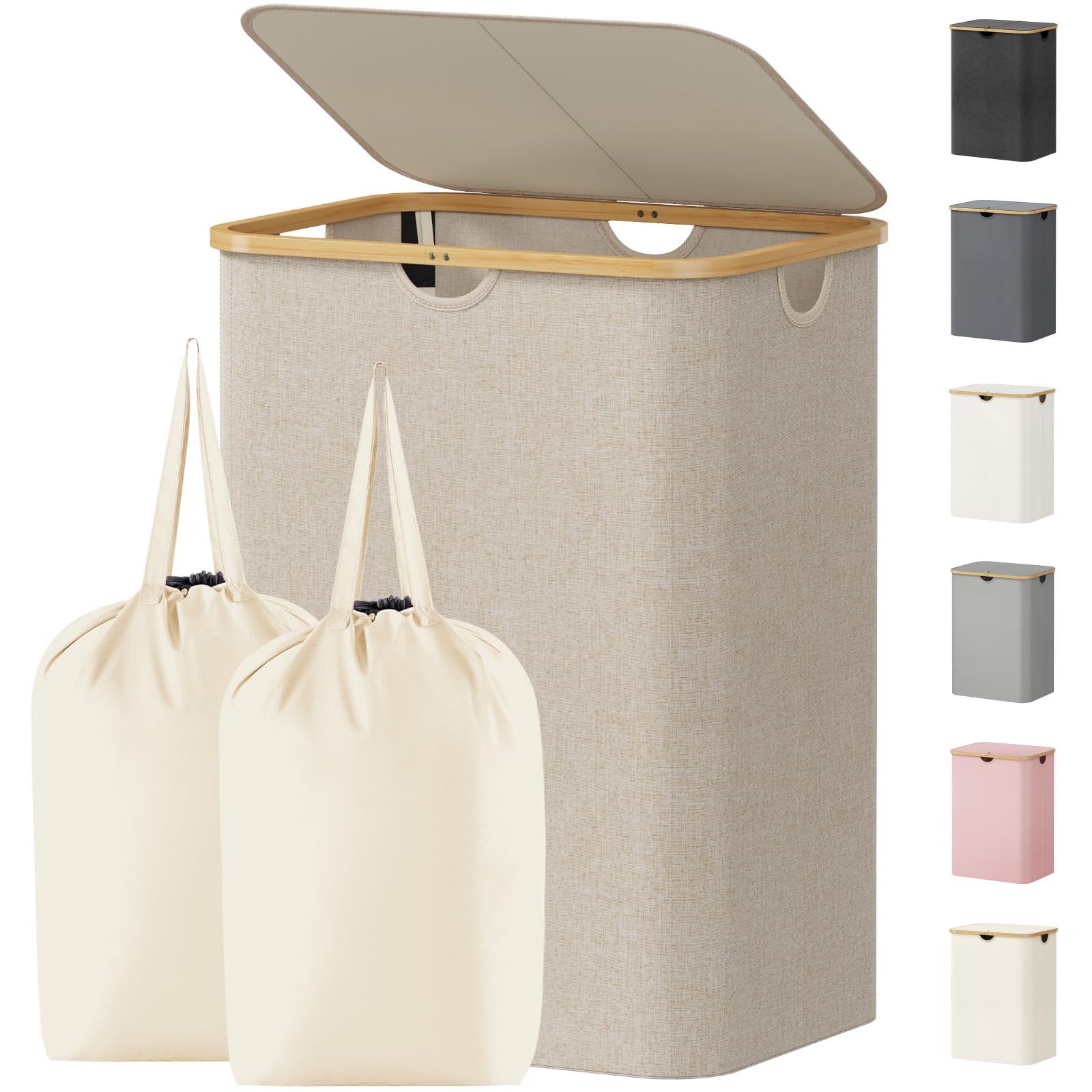 Lifewit 150L laundry basket with lid keeps clothes hidden and odor contained.