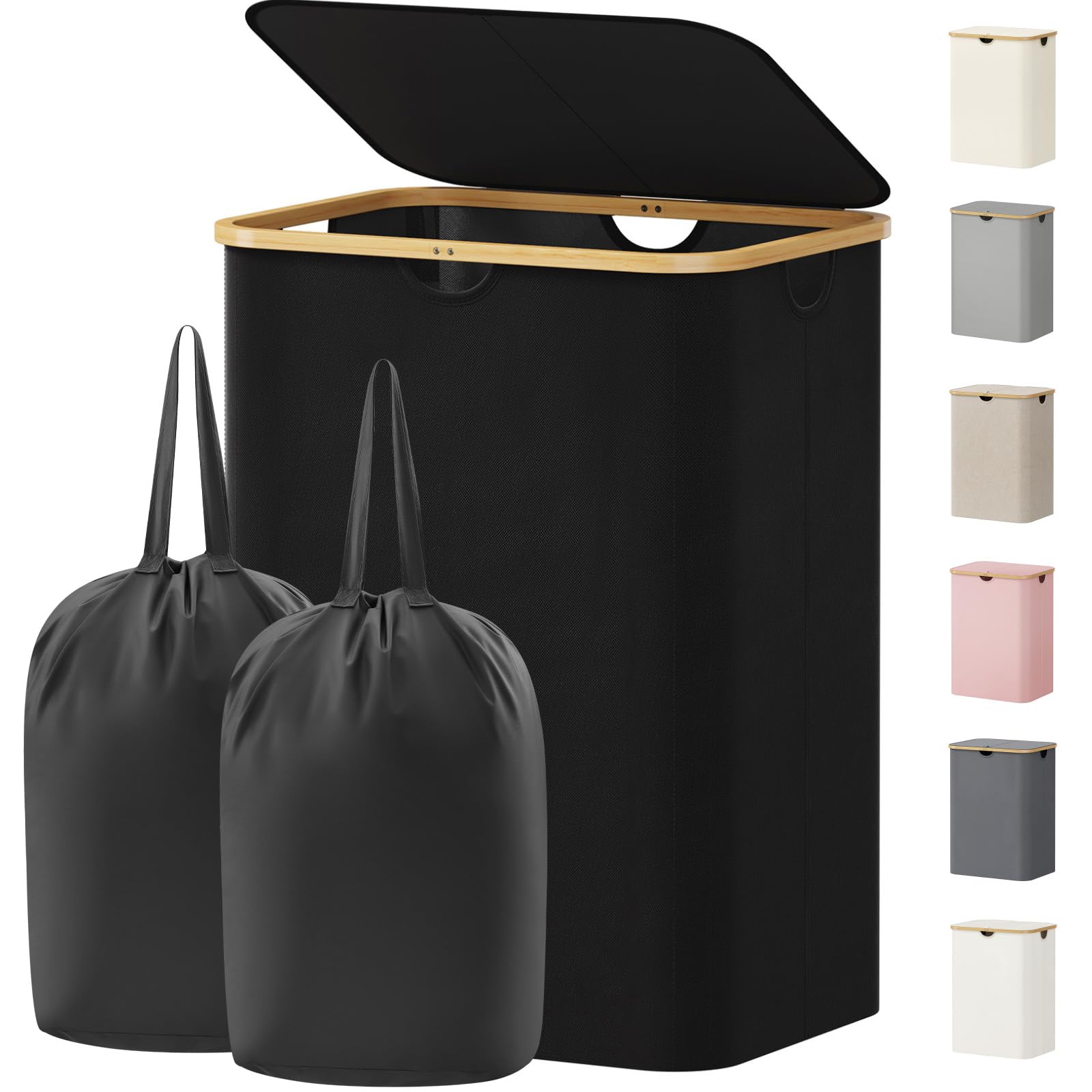 Lifewit 150L laundry basket with lid keeps clothes concealed and odors contained.