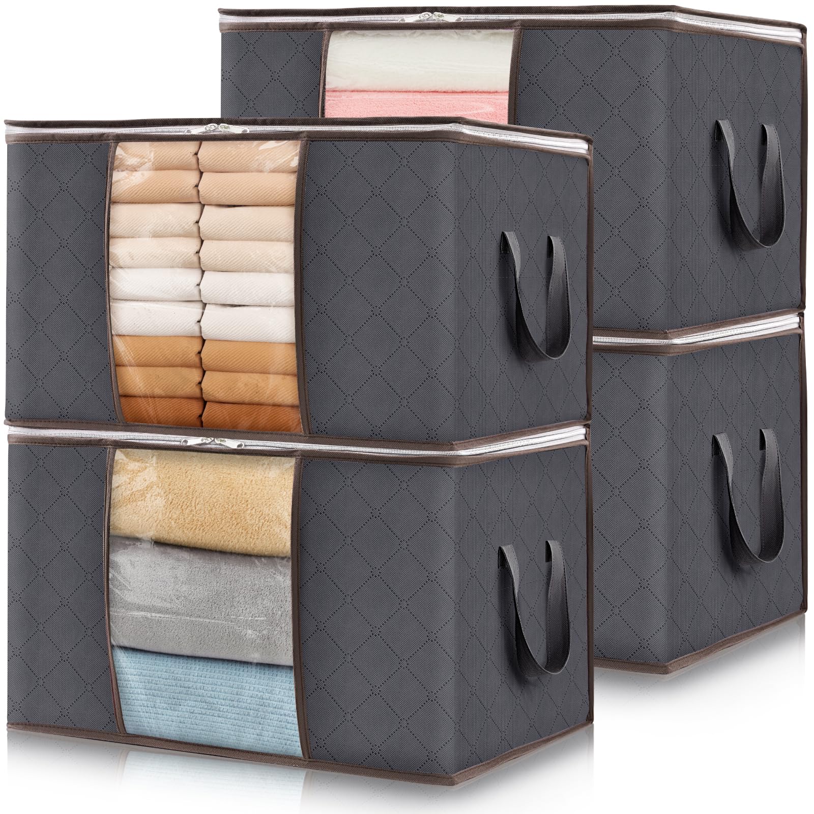 Lifewit 60L storage bin with lid organizes clothes in a closet