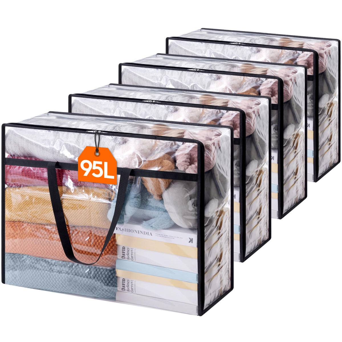 Lifewit clear storage bags with zipper for bedding organization