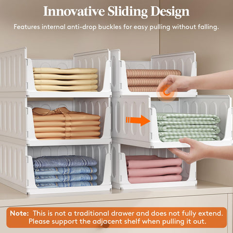Lifewit closet organizers front view highlights anti-tip front baffle for items stay put