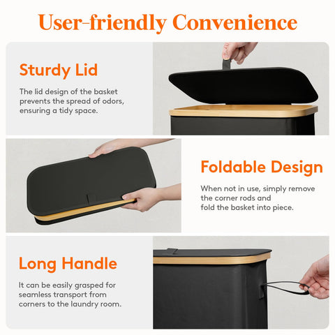 Lifewit foldable frame keeps the basket compact when not in use.