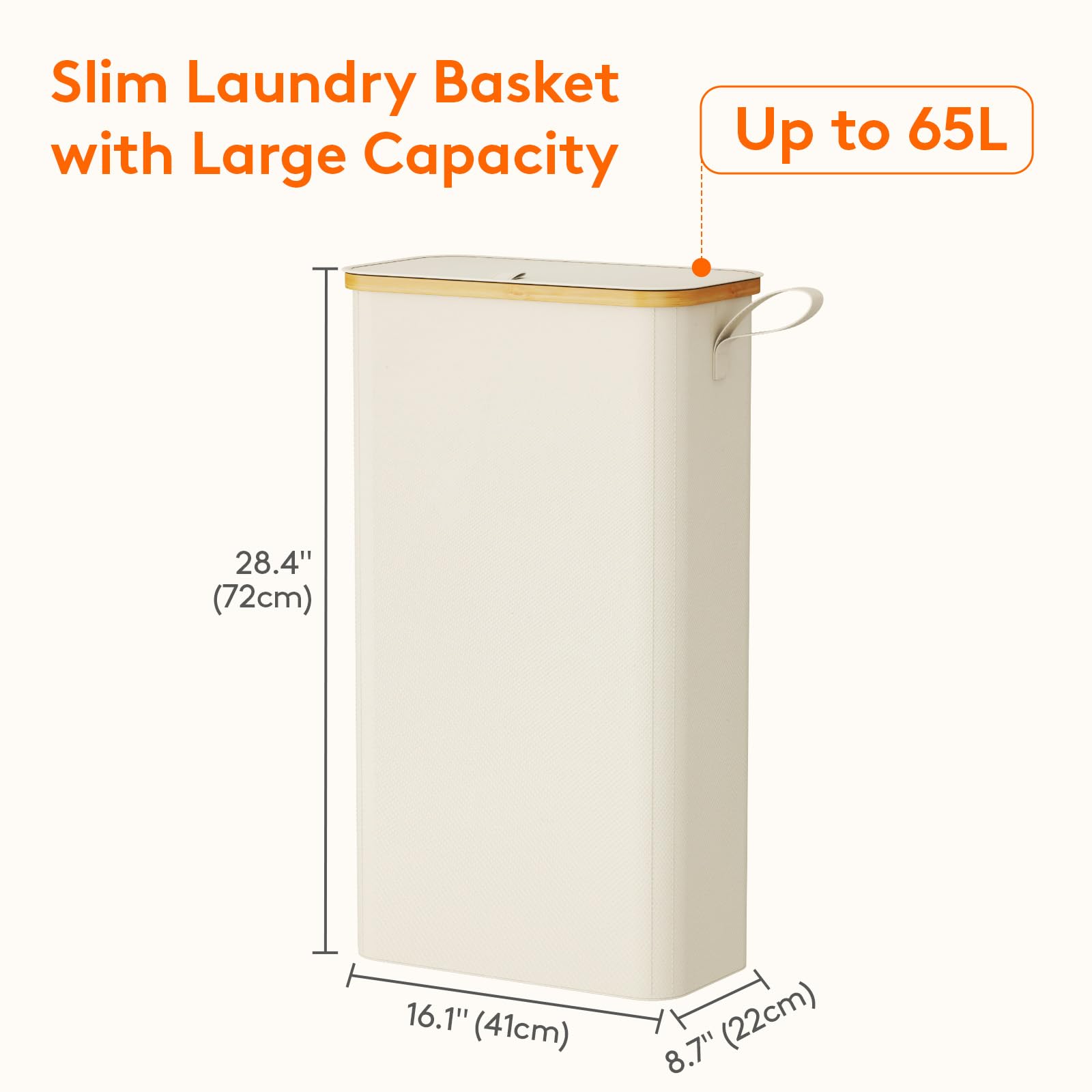 Rigid Lifewit frame keeps the hamper upright for neat storage.