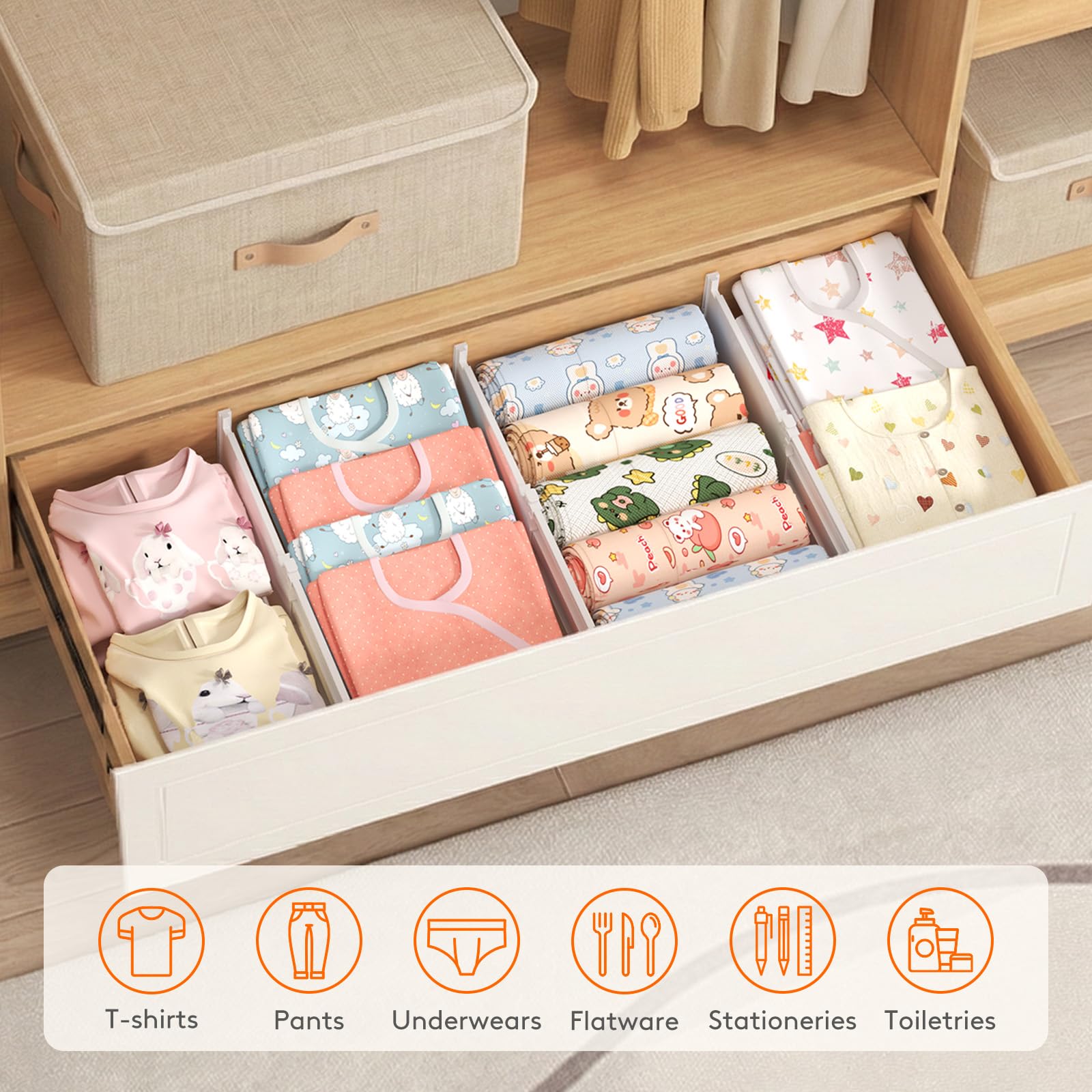 Lifewit 6-inch tall divider creates vertical storage in a drawer