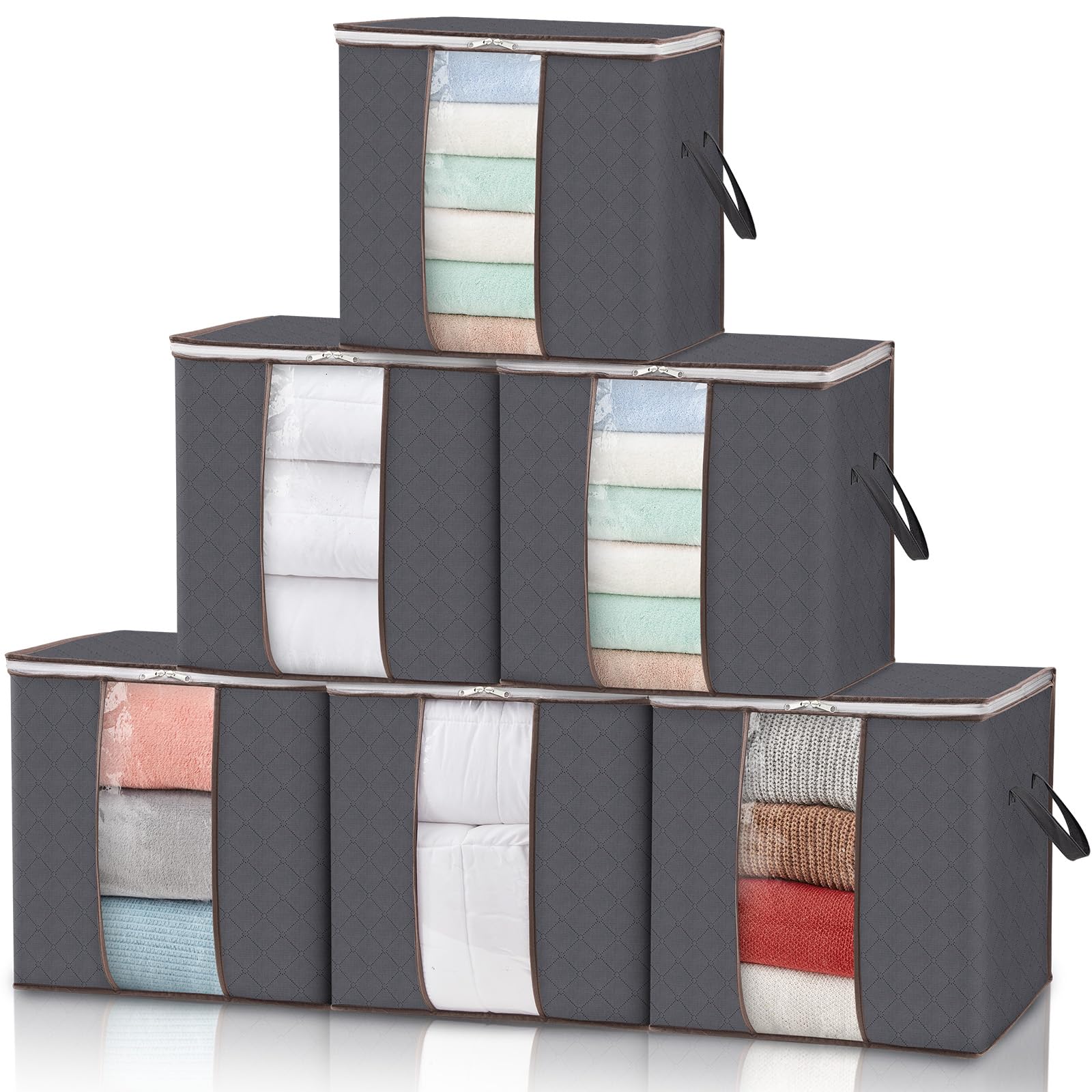 Lifewit 6-pack 100L clothes storage bins with lids for organized closet storage.