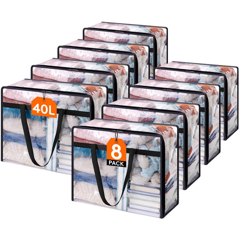 Lifewit 8-pack clear storage bags showing transparent material for easy visibility and selection