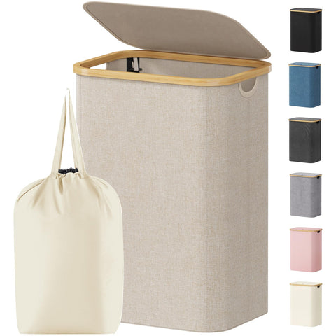 Lifewit 80L laundry basket with lid showing spacious storage for clothes