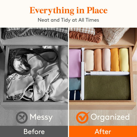Lifewit 8 pack dividers fit dresser, kitchen, and desk drawers for everyday order.