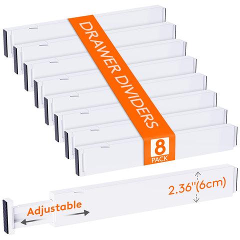 Lifewit drawer dividers neatly organize a drawer for tidy storage.