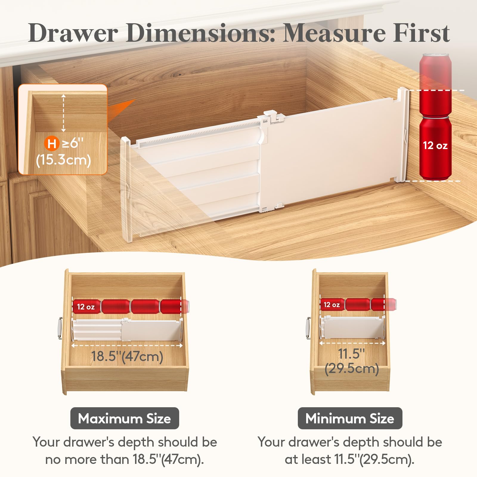 Lifewit 9-pack in dresser drawer demonstrates adjustable length