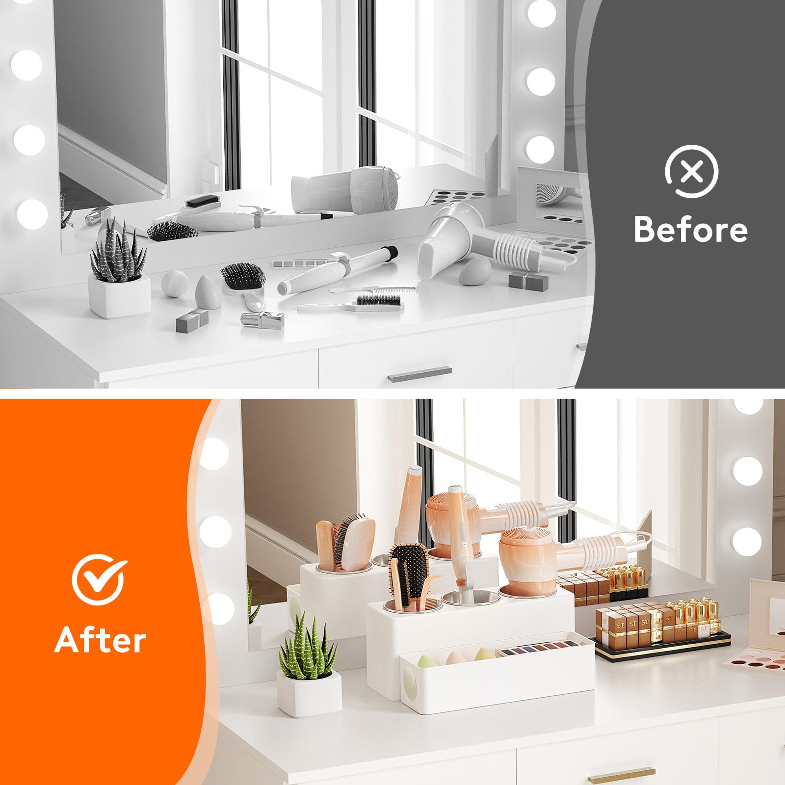 Lifewit bathroom countertop organizer creates a tidy vanity setup